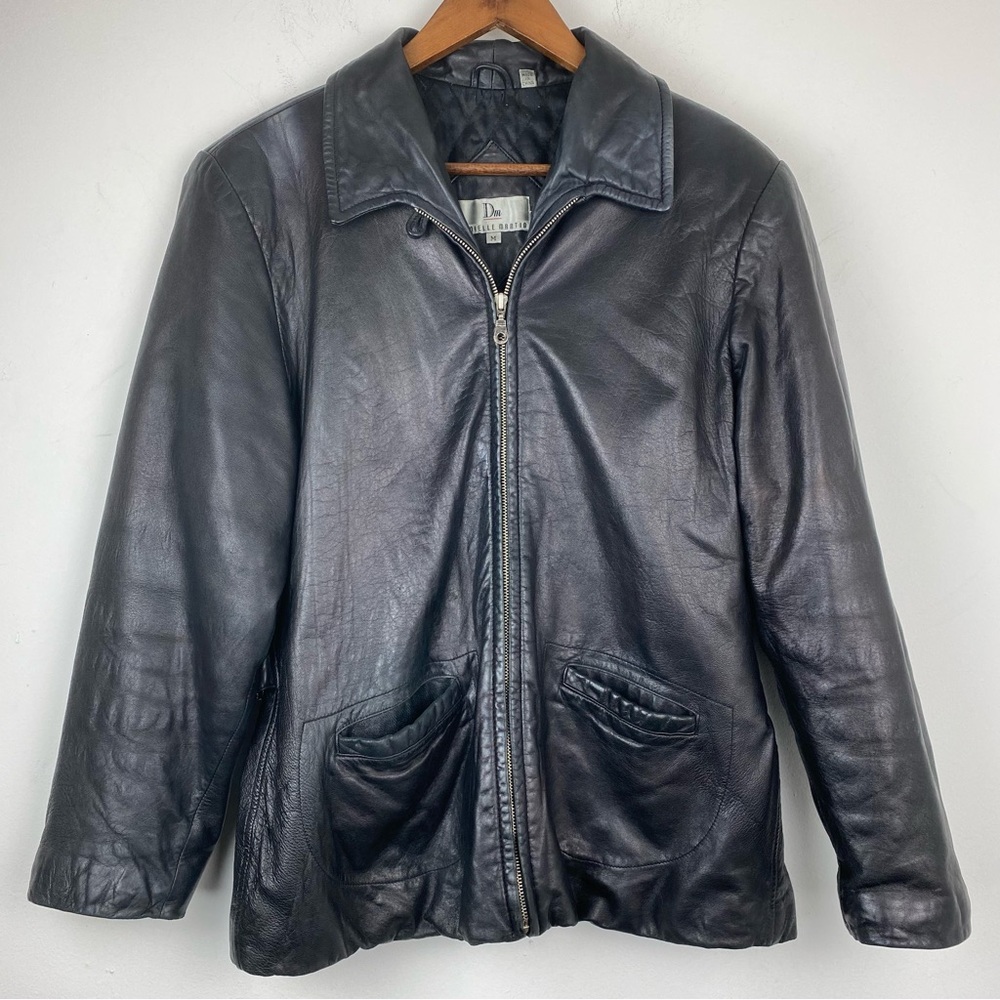 Danielle Martin size Medium Women’s Black Leather Quilted Liner Full Zip Jacket